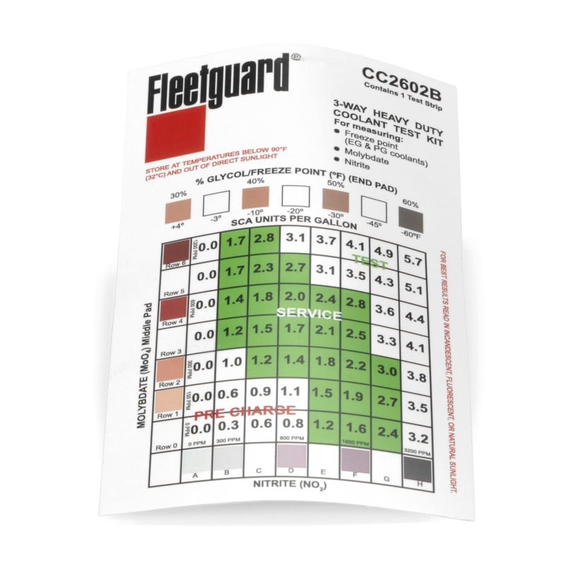 Fleetguard Coolant Teststreifen zur Kühlmittelanalyse Inhalt: 1 Stk. CC2602B